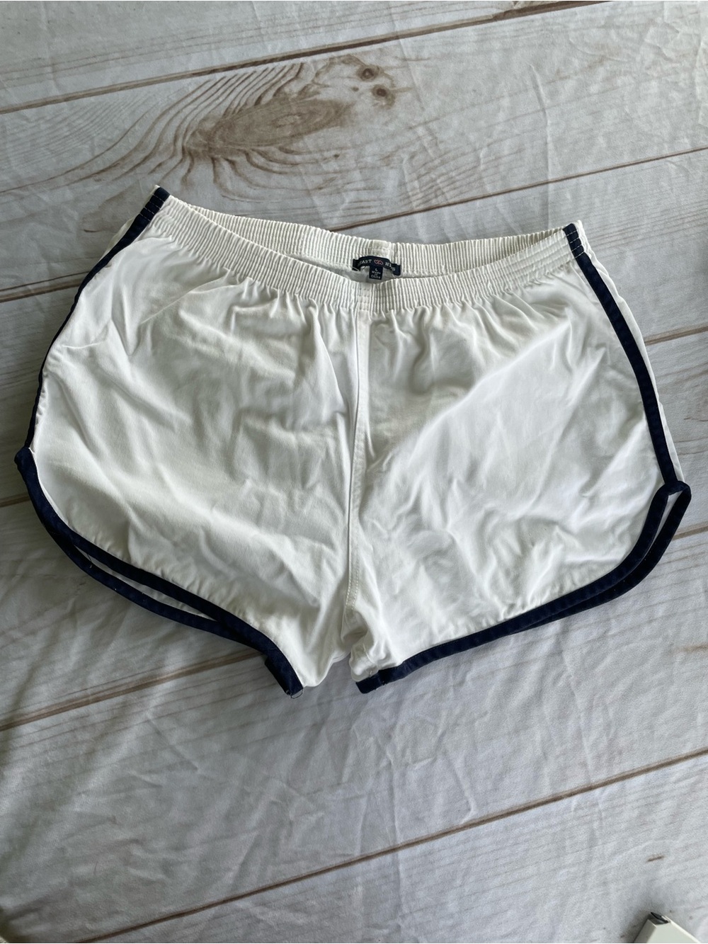 Heart Hips White Athletic Shorts with Navy Trim